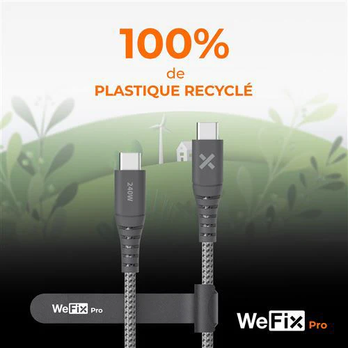 Cabo WeFix Pro USB-C 1m - Cinzento - Image 5
