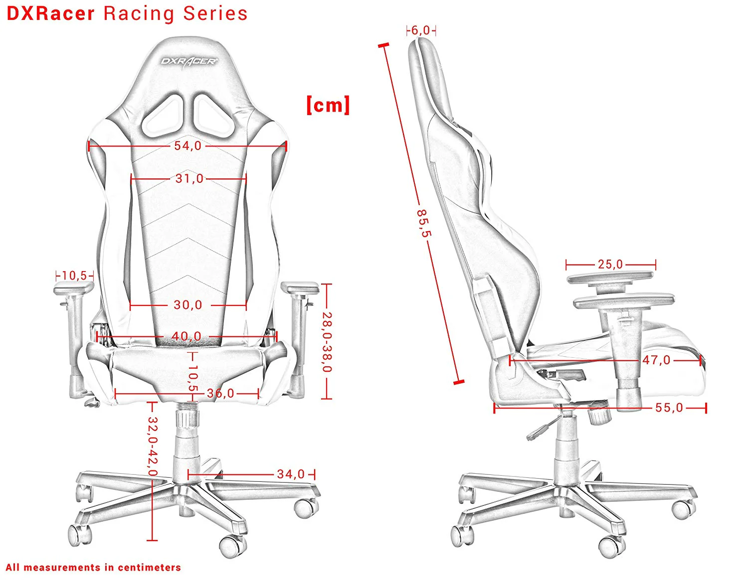 Cadeira Gaming DXRacer Racing R0-NR Preto e Vermelho - Image 5
