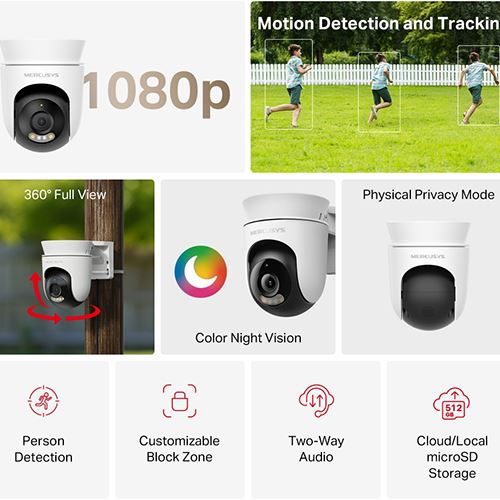 Câmara de Segurança Mercusys MC500 Exterior Outdoor Pan/Tilt | 1080 P - Branco - Image 2
