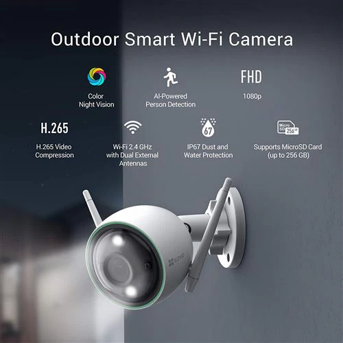Câmara de Segurança de Exterior Inteligente Wi-Fi EZVIZ C3N Wi-Fi com Visão Noturna - FHD 1080p - Image 2