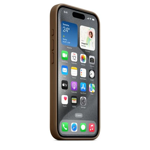 Capa Apple em tecido FineWoven com MagSafe para iPhone 15 Pro- Castanho Toupeira - Image 3