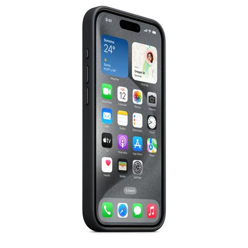 Capa Apple em tecido FineWoven com MagSafe para iPhone 15 Pro - Preto - Image 2