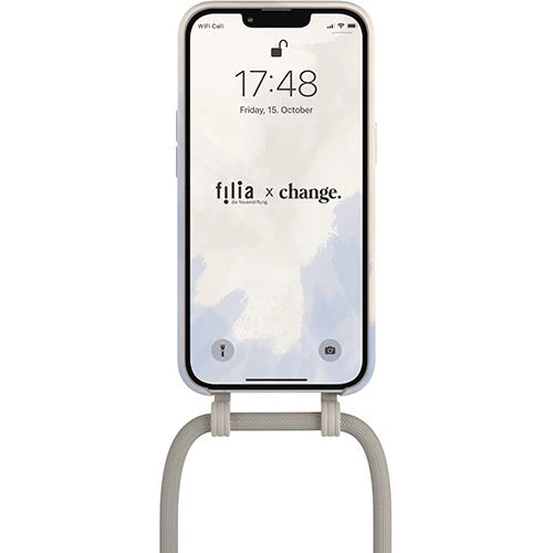 Capa Bio + Cordão Bege Woodcessories para Apple iPhone 14 Pro Max - Bege e Azul - Image 9