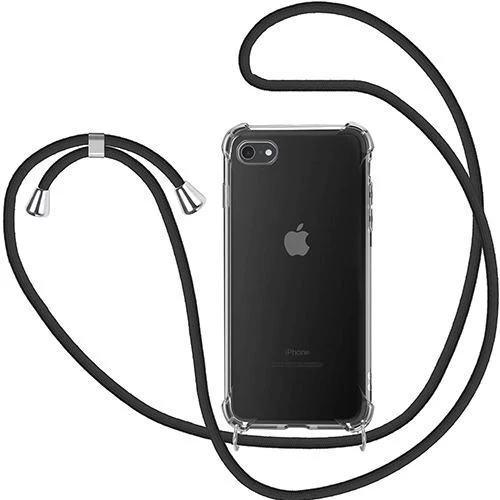 Capa + Cordão Icoveri para Apple iPhone SE - Transparente | Preto