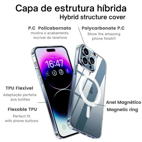 Capa Icoveri com MagSafe para Apple iPhone 15 Pro- Transparente - Image 4