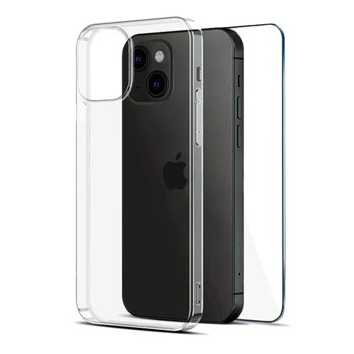 Capa Icoveri + Película Protetora de Ecrã Vidro Temperado para iPhone 15 - Transparente