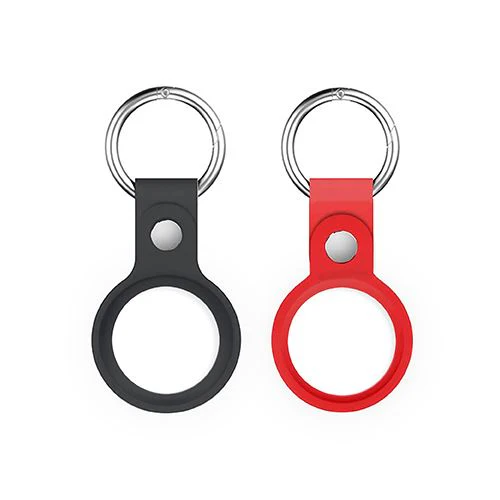 Capa Silicone + Porta Chaves 4-OK para Apple AirTag - Preto e Vermelho