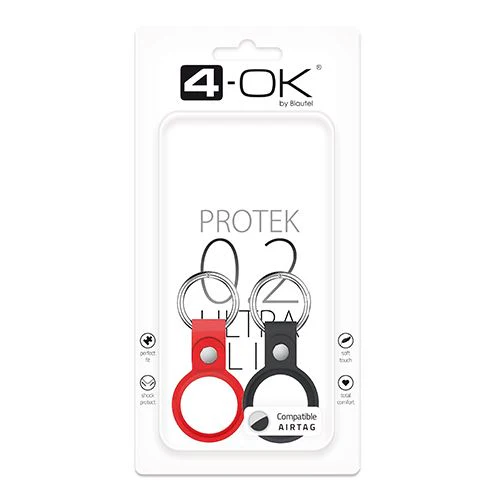 Capa Silicone + Porta Chaves 4-OK para Apple AirTag - Preto e Vermelho - Image 2