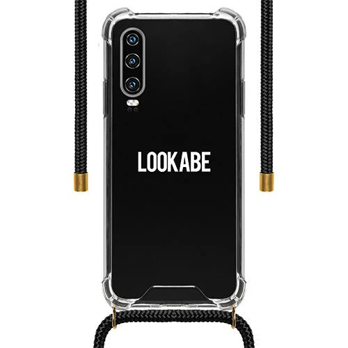 Capa TPU + Fita Lookabe para Huawei P30 - Transparente | Fita PretoCapa LOOKABE para Huawei P30 - Transparente | Fita Preto