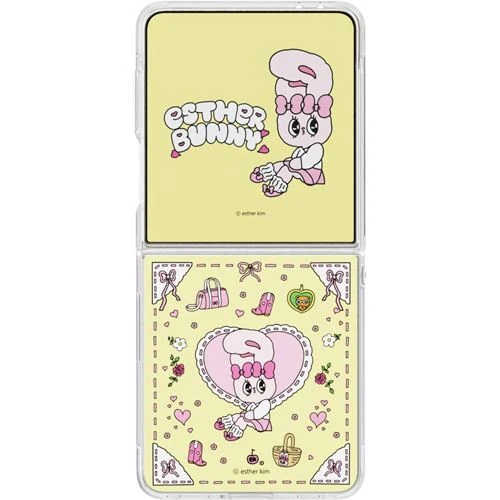 Capa Wallpaper Inteligente para Samsung Z Flip7 - Cartão Esther Bunny Ribbon