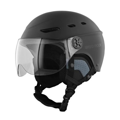 Capacete com Viseira e Protetores auriculares removíveis - Tamanho M - Preto
