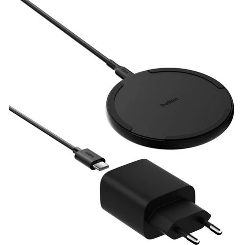 Carregador BoostCharge Qi Wireless Charging Pad 15W + Adaptador de Corrente - Preto