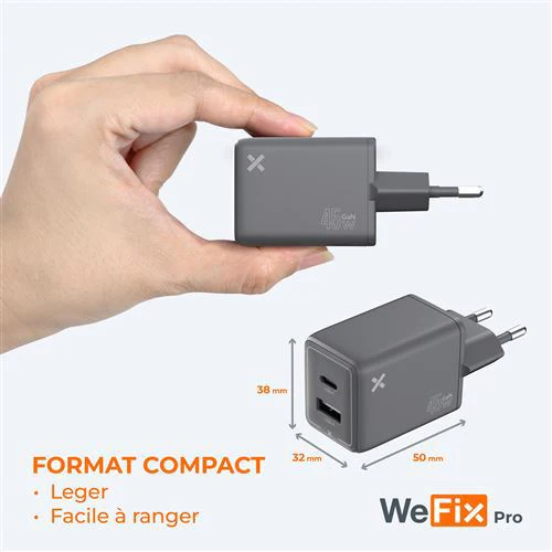 Carregador GaN USB+USB-C WeFix Pro - Cinzento - Image 7