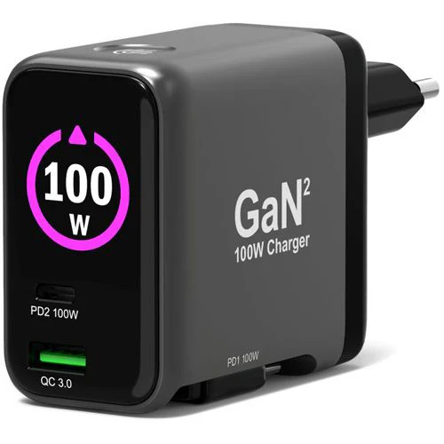 Carregador GaN2 USB +USB-C Port - 100W - Preto