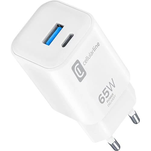 Carregador USB + USB-C Cellularline - Branco