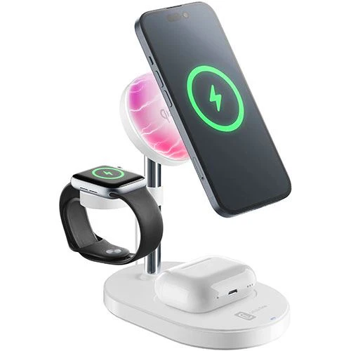 Carregador Wireless Qi Cellularline Mag Trio - Branco