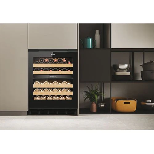 Cave de Vinho Encastrável Haier HUC44GDEH1 | 81,6x59,7x57,5 cm | 44 Garrafas | Duas Zonas de Temperatura | E | Preto - Image 8