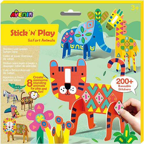 Cola e Brinca Animais do Safari - Stick 'N' Play Stickers - Avenir | Sig Toys