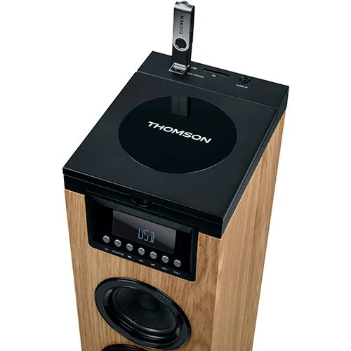 Coluna Bluetooth Thomson Cosy DS122CD - Madeira / Preto - Image 6