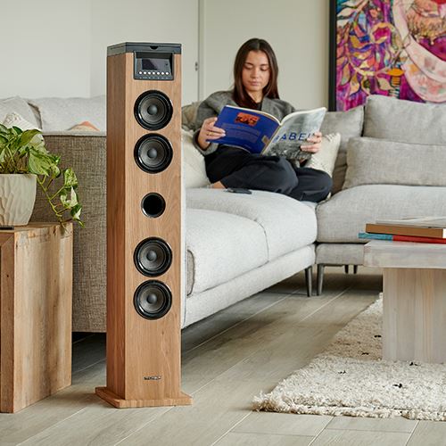 Coluna Bluetooth Thomson Cosy DS122CD - Madeira / Preto - Image 7