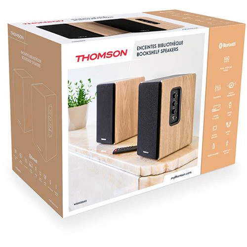 Colunas Bluetooth Thomson Cosy WS902DUO - Madeira / Cinzento / Preto - Image 7