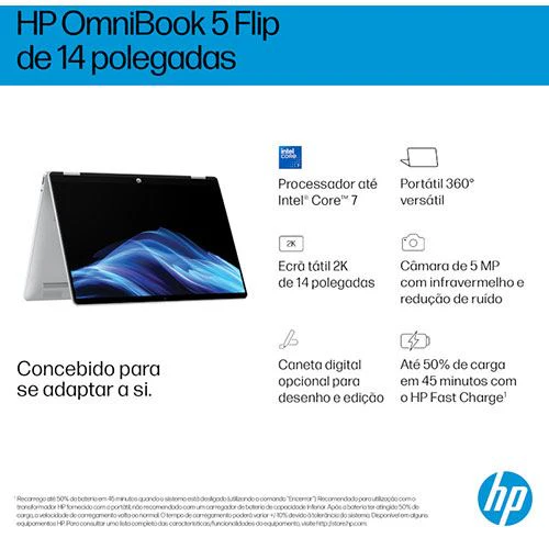 Computador Portátil HP OmniBook 5 Flip 14-fp0002np | 14'' | i5-1334U | 16GB | 1TB SSD - Image 10