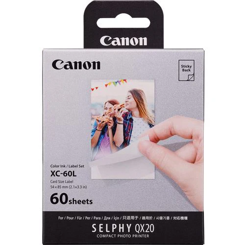 Conjunto de Tinteiro + Papel Canon XC-60L para Selphy QX20 60 Impressões