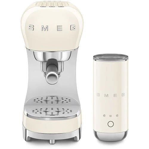 Conjunto Máquina de Café Manual + Batedor de leite Smeg Anni 50 ECF12CREU - Creme