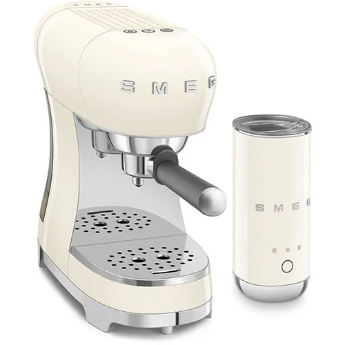 Conjunto Máquina de Café Manual + Batedor de leite Smeg Anni 50 ECF12CREU - Creme - Image 3