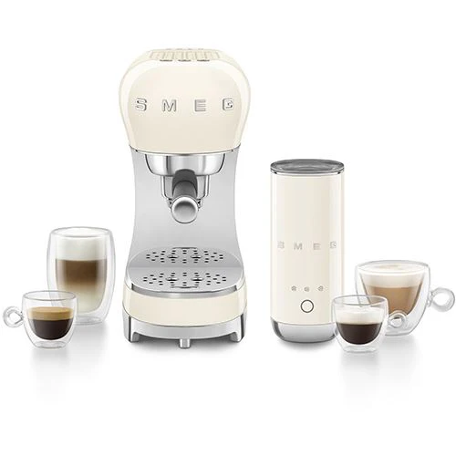 Conjunto Máquina de Café Manual + Batedor de leite Smeg Anni 50 ECF12CREU - Creme - Image 6