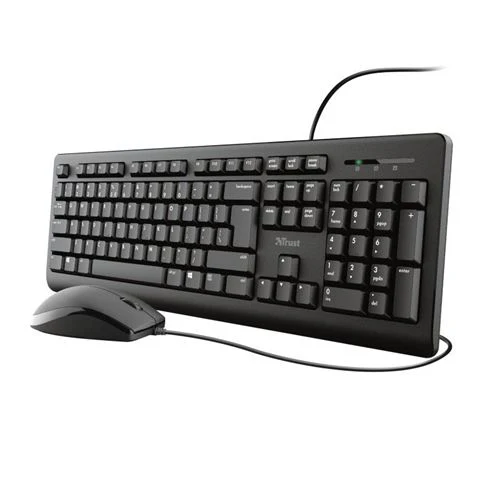 Conjunto Teclado + Rato Trust Primo com Fio Preto
