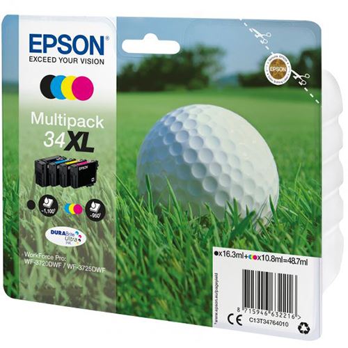 Multipack Tinteiro Epson 34XL - C13T34764010 - Preto | Ciano | Amarelo | Magenta