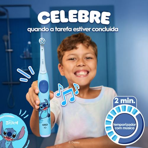 Escova de Dentes Elétrica Oral-B iO Kids Stitch + Estojo de Viagem - Azul claro - Image 5