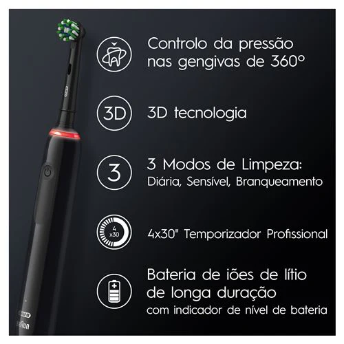Escova de Dentes Oral-B Pro 3 3500 Design Edition Preta 1Un - Image 3