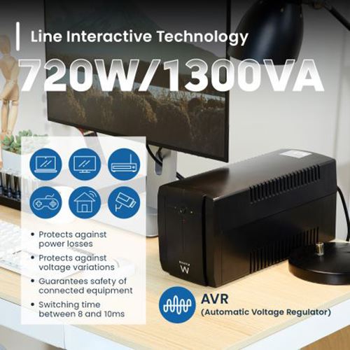 UPS Line Interactive Ewent EW3997 com AVR 3XCEE - 1300VA/720W - Image 4
