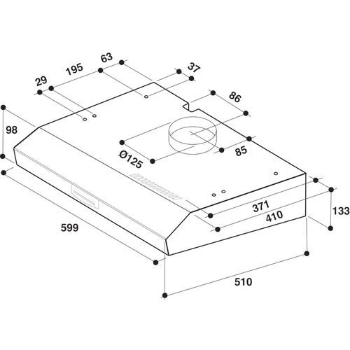 Exaustor Integrado Whirlpool WSLK 66/1 AS X | 13,3x59,9x51 cm | 384 m³/h | 69 dB | C | Cinzento - Image 4