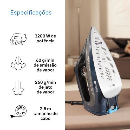 Ferro a Vapor Braun SI9682DB TexStyle 9 - Azul - Outlet - Grade A - Image 5