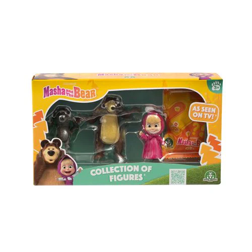 Figuras Masha e o Urso - Pack de 4 Figuras | Inclui 1 Figura Mistério - Famosa