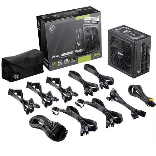 Fonte de AlimentaçãoMSI MAG A1000GL 1000W 80+ Gold PCIE5 II - Preto - Image 5