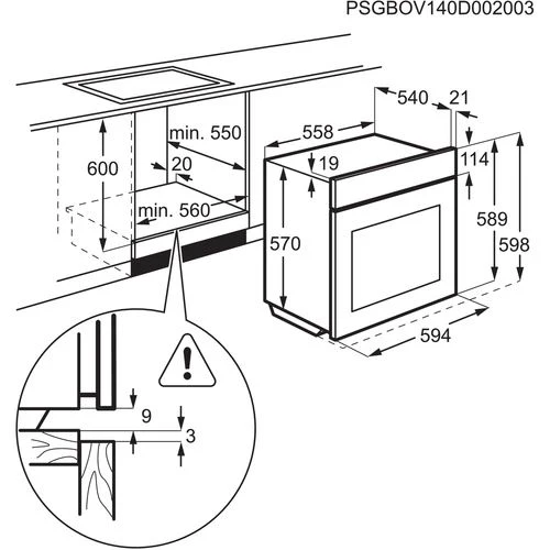 Forno Elétrico Electrolux EZC2430AOX | Pirolítico | 57 L | 59.4 cm | A | Aço inoxidável - Image 3
