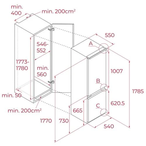 Frigorífico Combinado Encastrável Teka RBF 43345 FI | 178,5x54x55 cm | 271 L | E - Image 8
