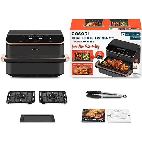 Fritadeira sem Óleo AirFryer Cosori CAF-TF101S-AEUR Dual Blaze TwinFry 10 L - Preto - Image 9