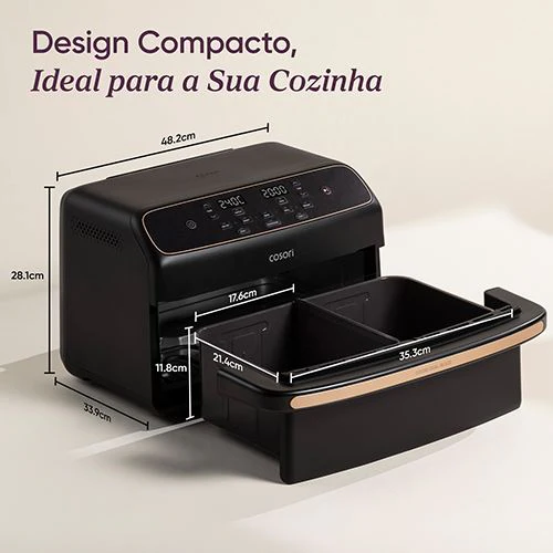 Fritadeira sem Óleo AirFryer Cosori CAF-TF801-CEUR Dual Blaze TwinFry Compact 8,6 L - Preto - Image 11