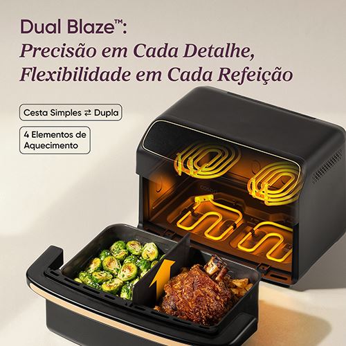 Fritadeira sem Óleo AirFryer Cosori CAF-TF801-CEUR Dual Blaze TwinFry Compact 8,6 L - Preto - Image 4