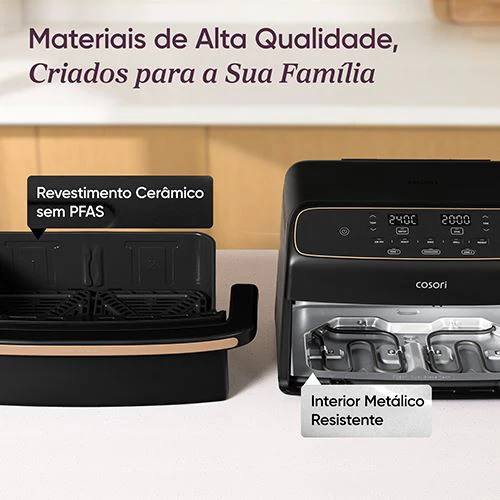 Fritadeira sem Óleo AirFryer Cosori CAF-TF801-CEUR Dual Blaze TwinFry Compact 8,6 L - Preto - Image 7