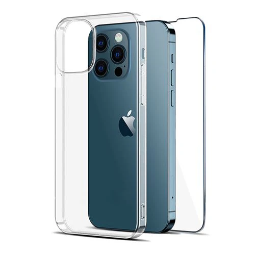 Glass Dúo: Película Ecrã Vidro Temperado + Capa Icoveri para Apple iPhone 14 Pro - Transparente