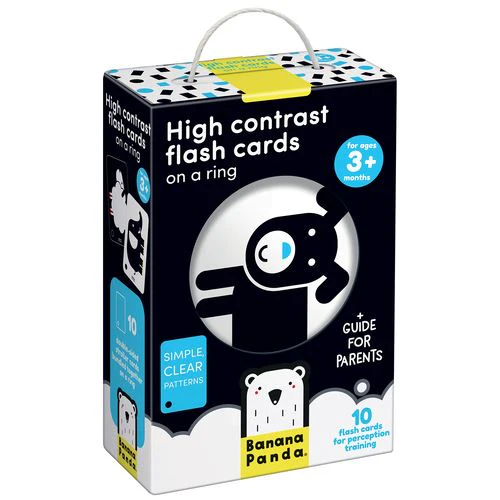 High Contrast Flash Cards On a Ring  - Banana Panda