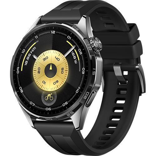 Huawei Watch GT6 - 46mm - Prateado | Bracelete Fluoroelastómero Preto