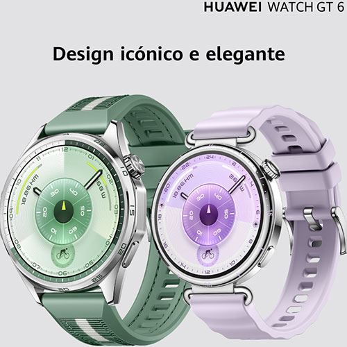 Huawei Watch GT6 - 46mm - Prateado | Bracelete Fluoroelastómero Preto - Image 3