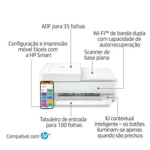 Impressora Multifunções HP Envy 6430e | Cores | 10 ppm | Wi-Fi | Instant Ink - Branco - Image 2